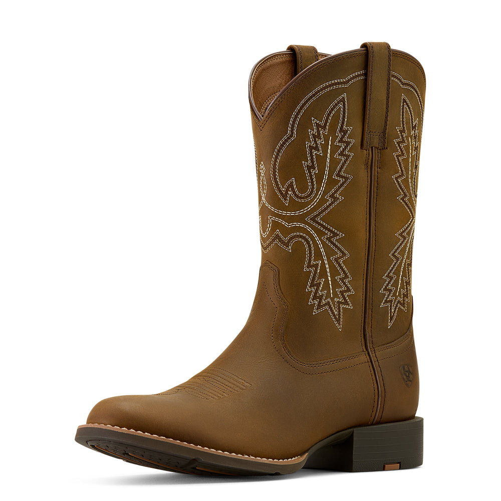 Ariat Mens Western Boots | Sport Stratten W Toe | Distressed Brown