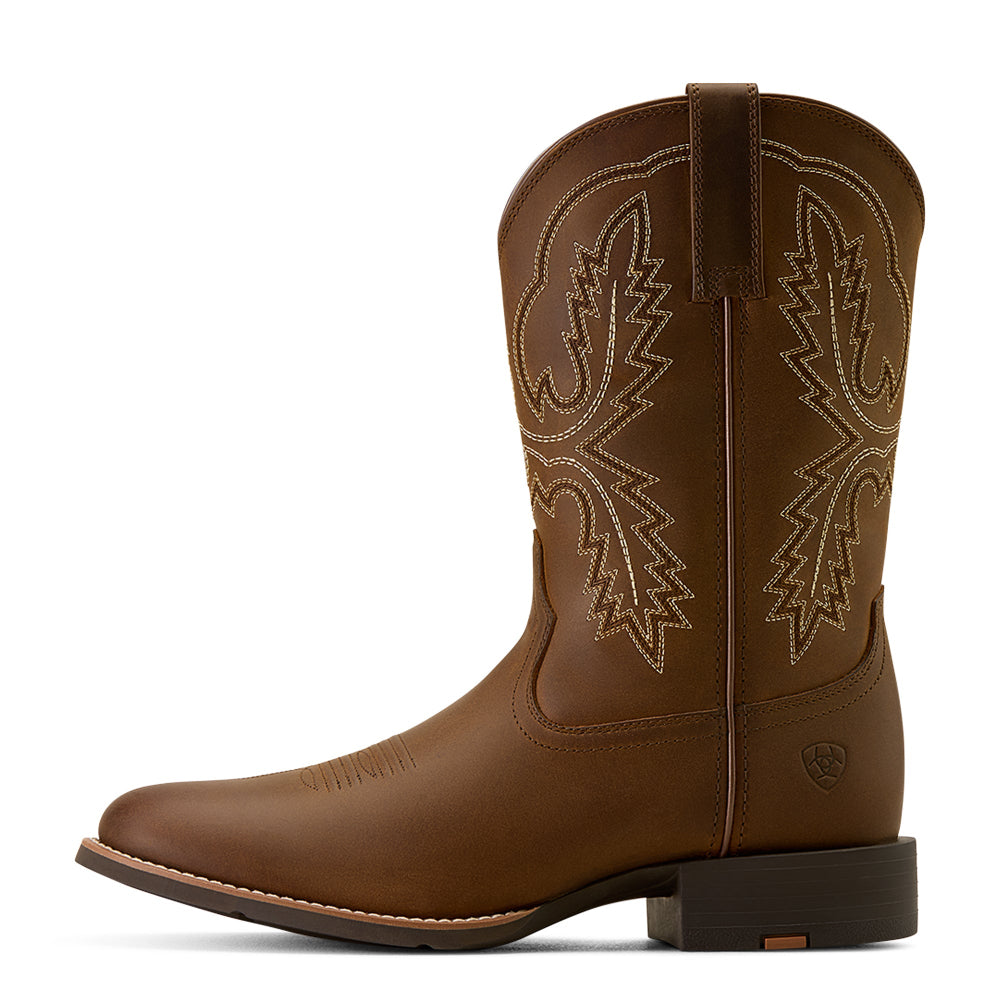 Ariat Mens Western Boots | Sport Stratten W Toe | Distressed Brown