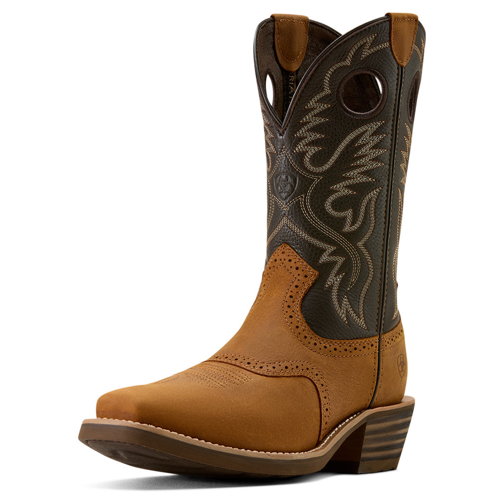 Ariat Mens Western Boots | Heritage Roughstock | Status Brown / Chocolate Smoke
