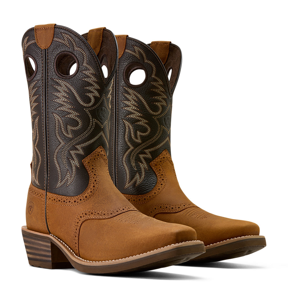 Ariat Mens Western Boots | Heritage Roughstock | Status Brown / Chocolate Smoke