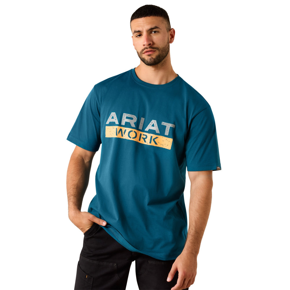 Ariat Mens T-Shirt | Cotton Strong Logo | Legion Blue