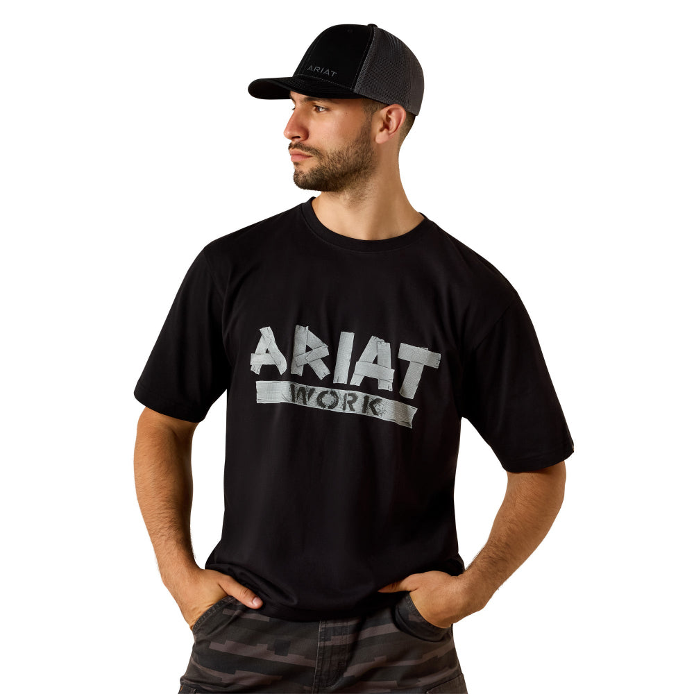 Ariat Mens T-Shirt | Cotton Strong Duct Logo | Black