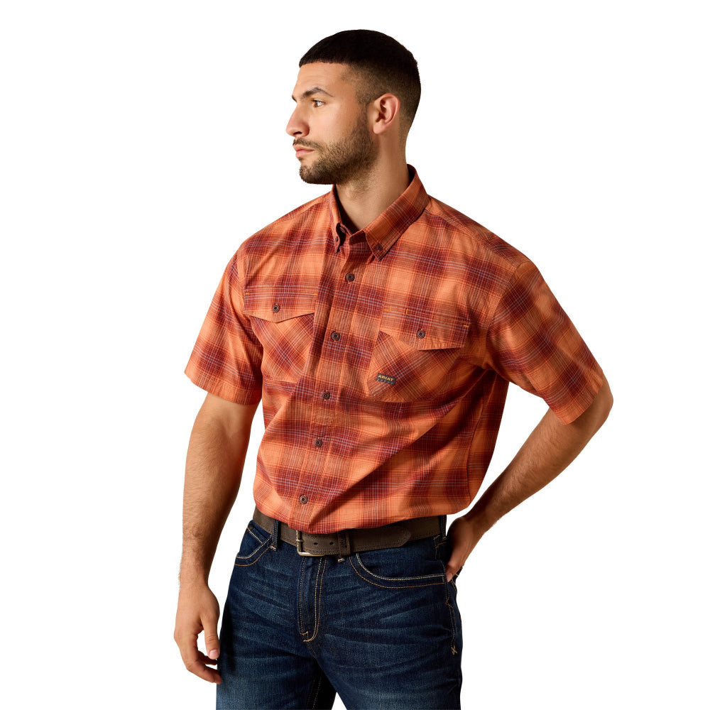 Ariat Mens Workshirt | Rebar Made Tough | Sunset Orange