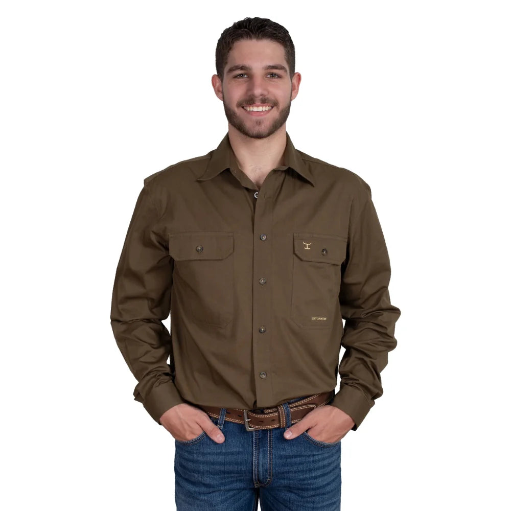 Just Country Mens Evan Shirt | Full Button | Bark
