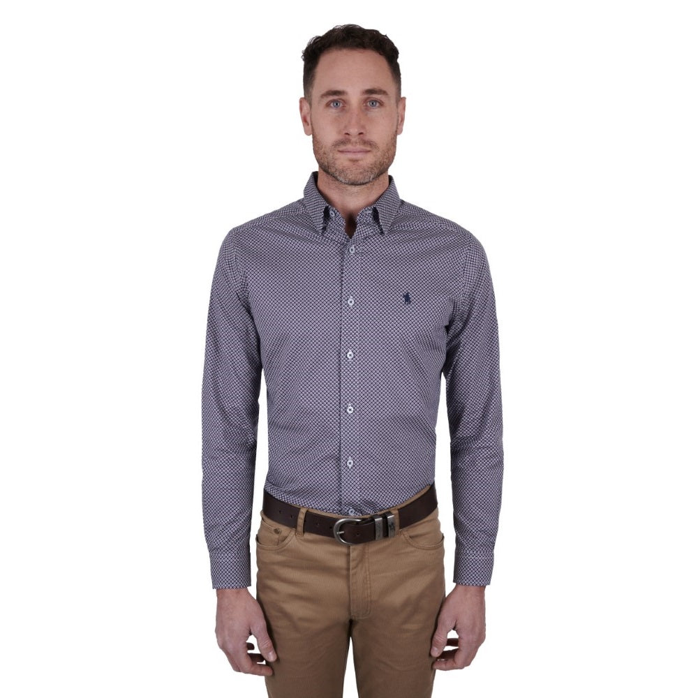 Thomas Cook Mens Shirts | Stephen | Tailored Fit | Navy / Tan