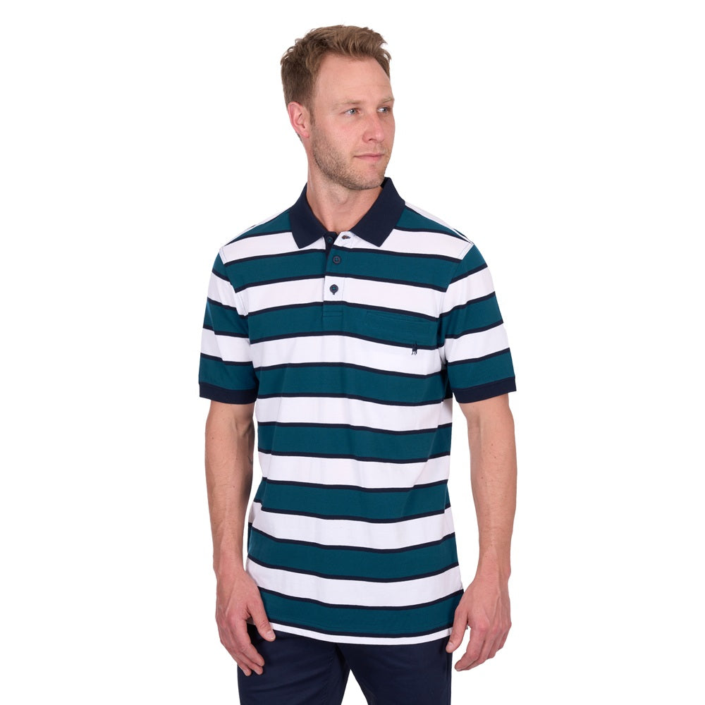 Thomas Cook Mens Polo| Ryan | White / Ocean
