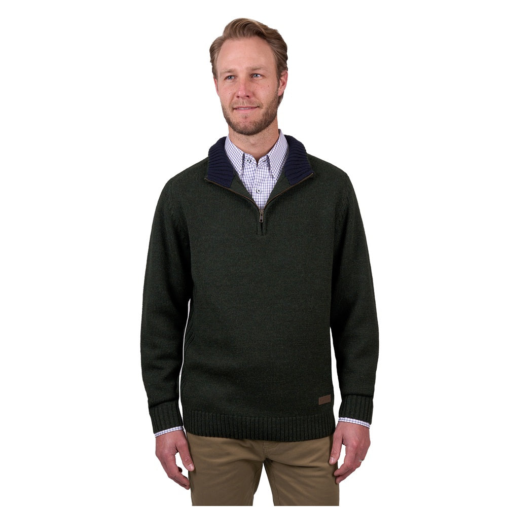 Thomas Cook Mens 1/4 Zip Jumper | Mason | Olive Marle