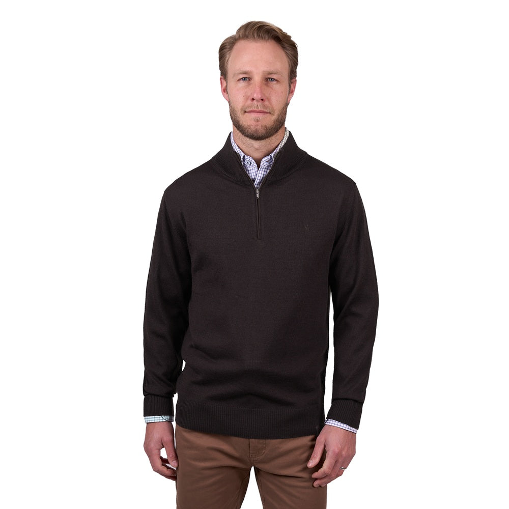 Thomas Cook Mens 1/4 Zip Jumper | Daniel | Dark Brown