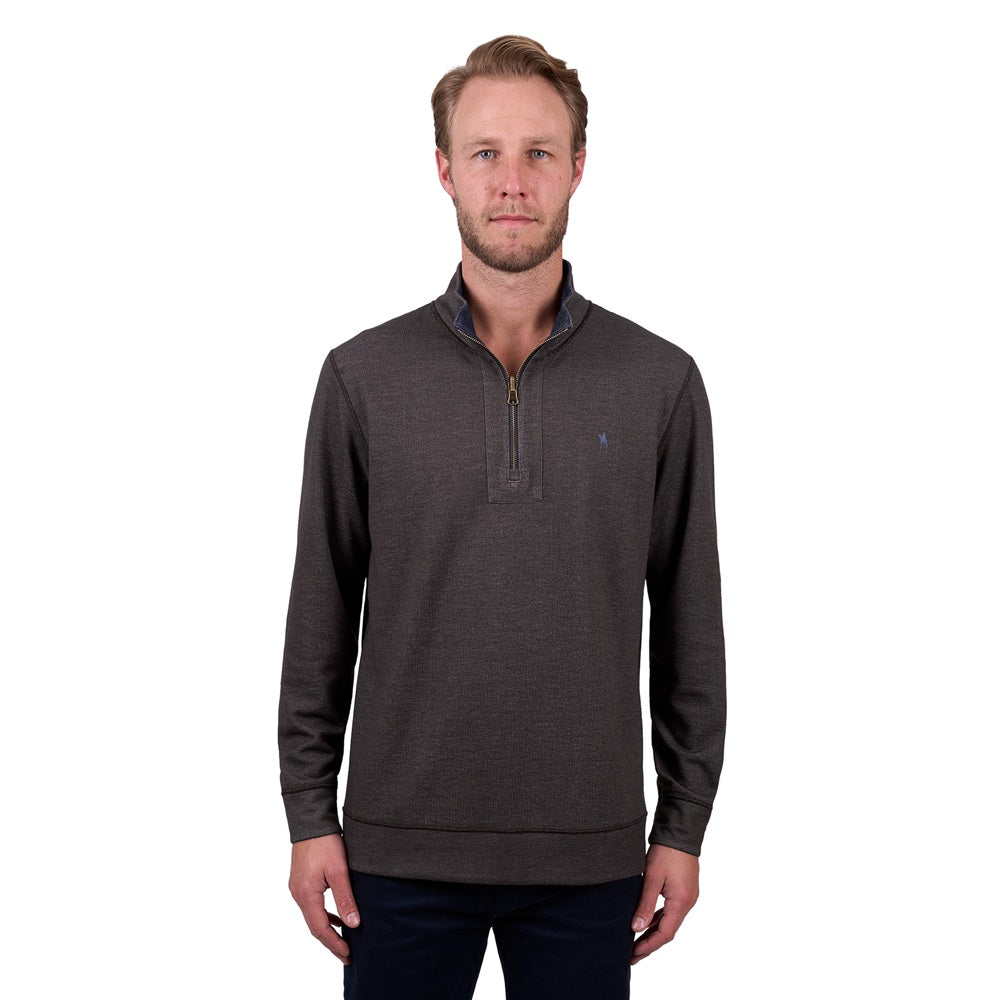 Thomas Cook Mens 1/4 Zip Jumper | Vic | Navy / Dark Tan
