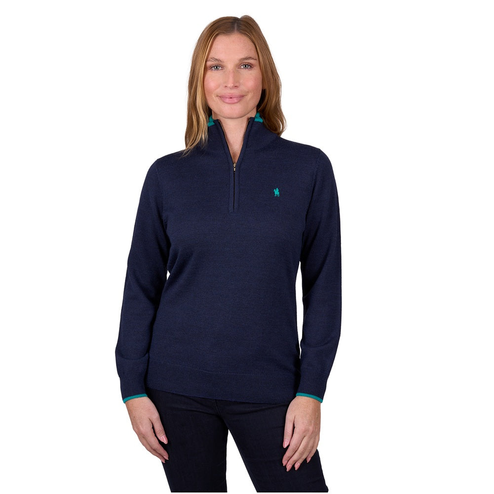 Thomas Cook Womens 1/4 Zip Jumper | Jeanette | Navy Marle