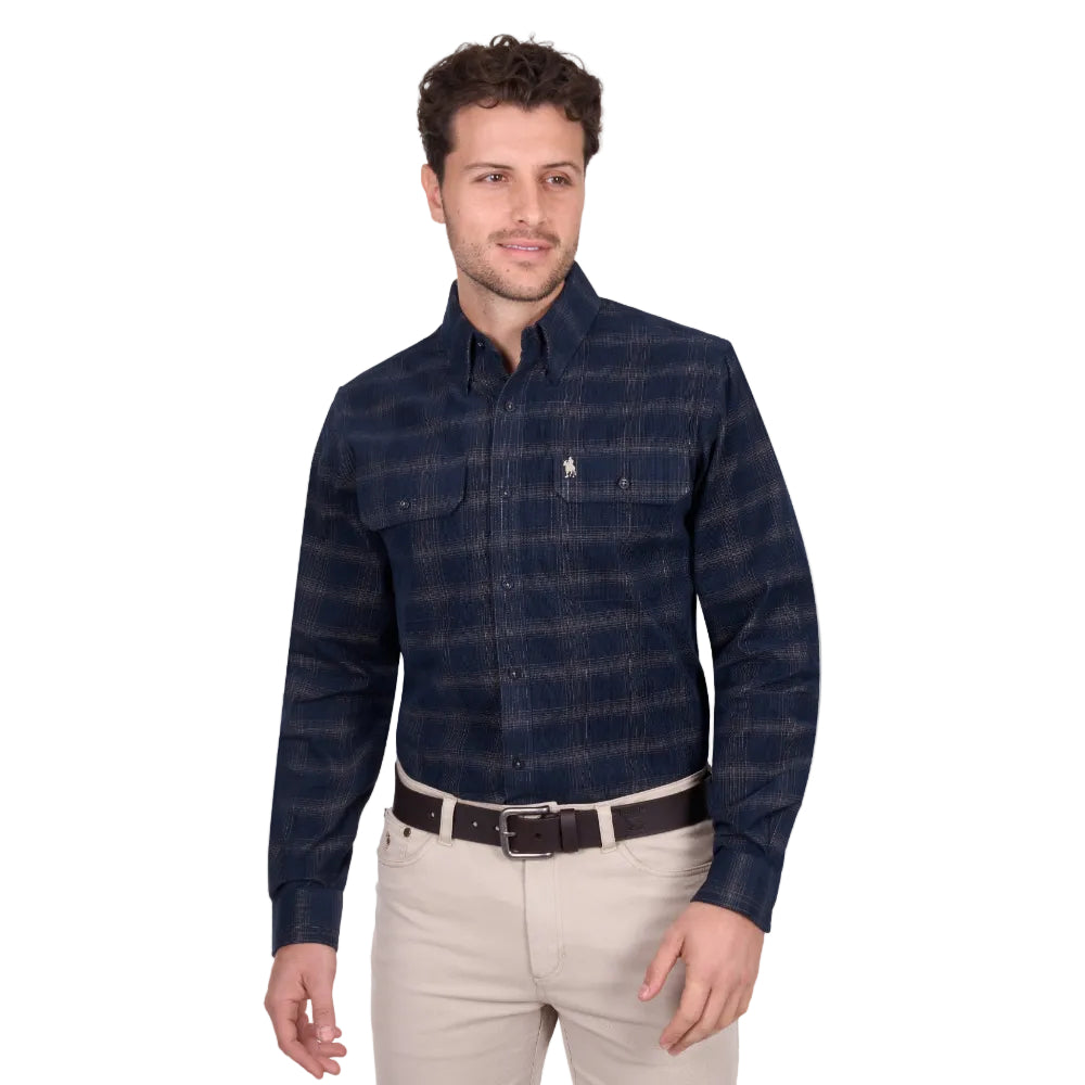 Thomas Cook Mens Thermal Shirt | Ronald | Navy / Tan