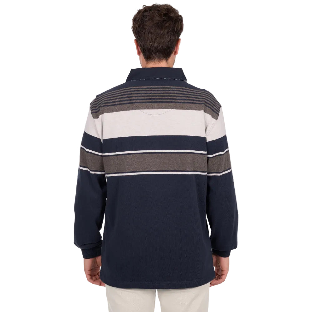 Thomas Cook Mens Rugby | Bryan Stripe | Navy / Dark Tan