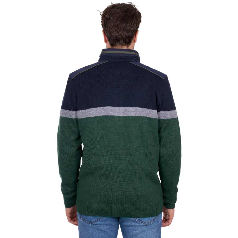 Thomas Cook Mens Jumper | Troy 1/4 Zip | Navy / Green Marle