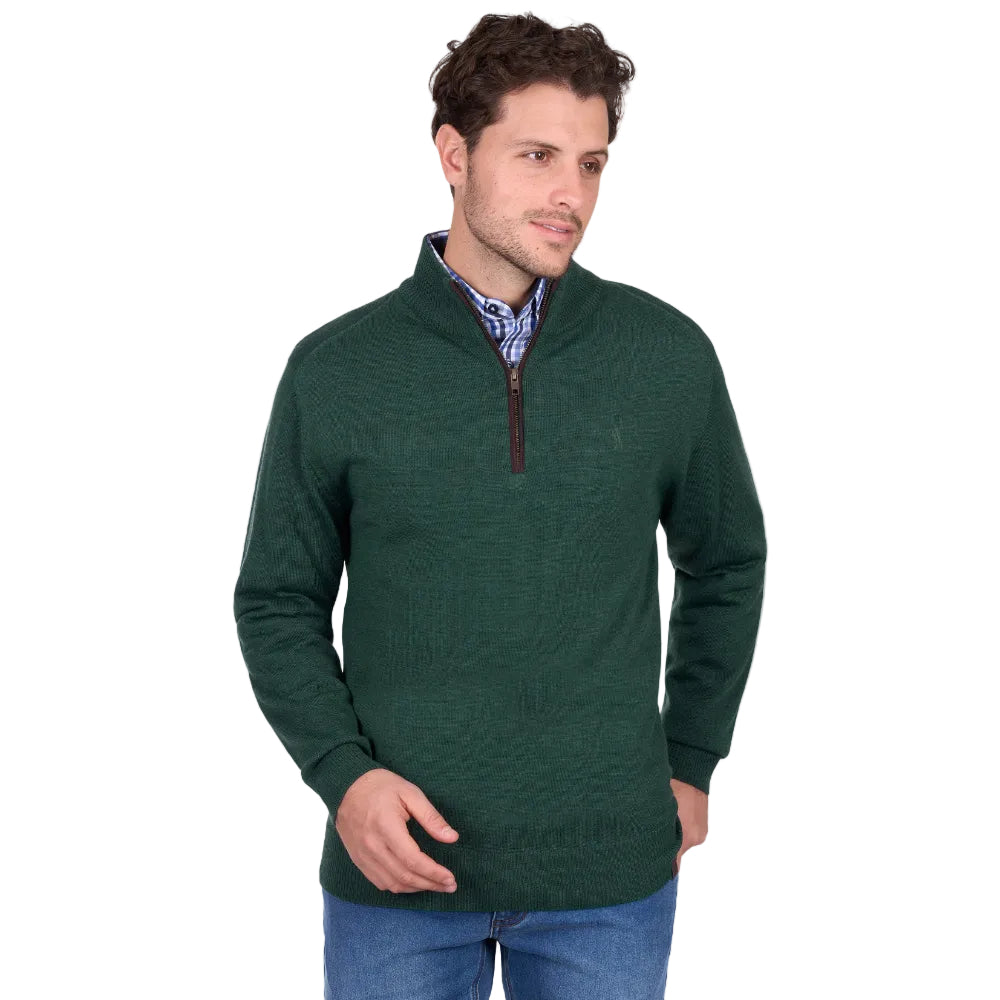 Thomas Cook Mens Jumper | Ray 1/4 Zip | Olive Marle