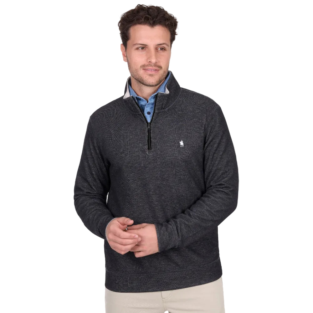 Thomas Cook Mens Jumper | Vic Reversible 1/4 Zip | Black / Oat Marle
