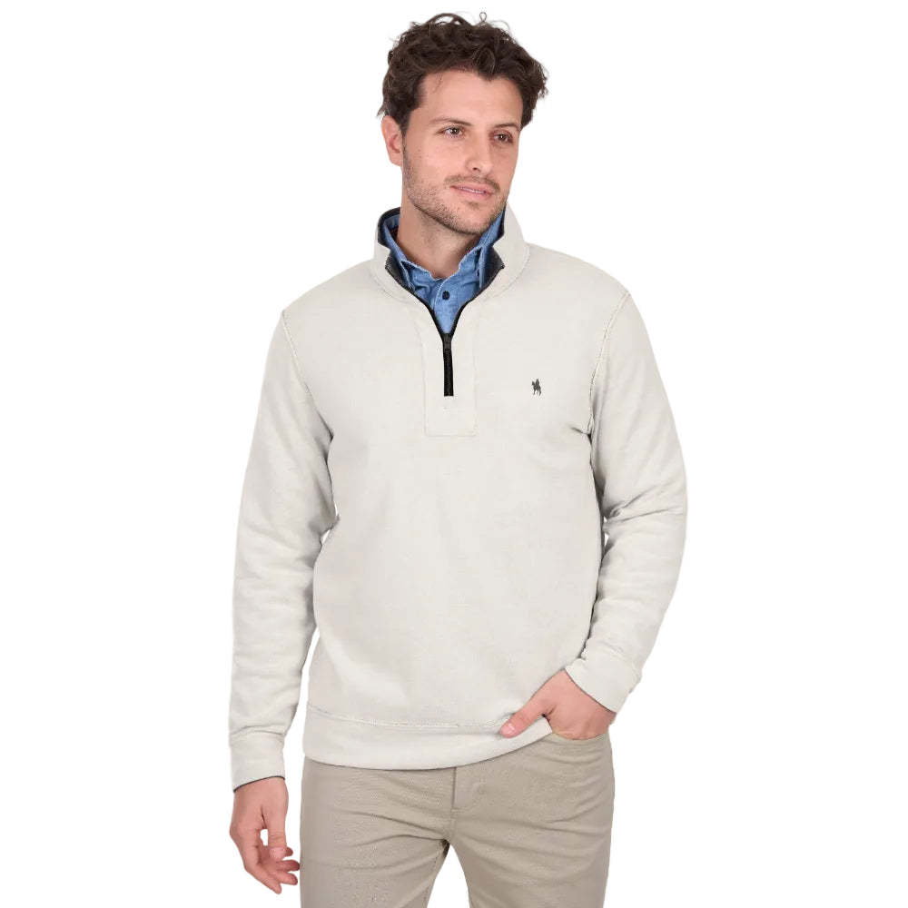 Thomas Cook Mens Jumper | Vic Reversible 1/4 Zip | Black / Oat Marle