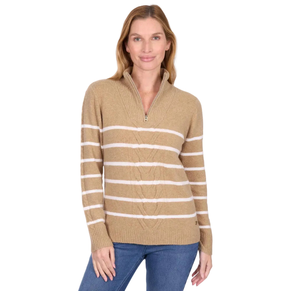 Thomas Cook Womens Jumper | Luna 1/4 Zip | Tan Marle