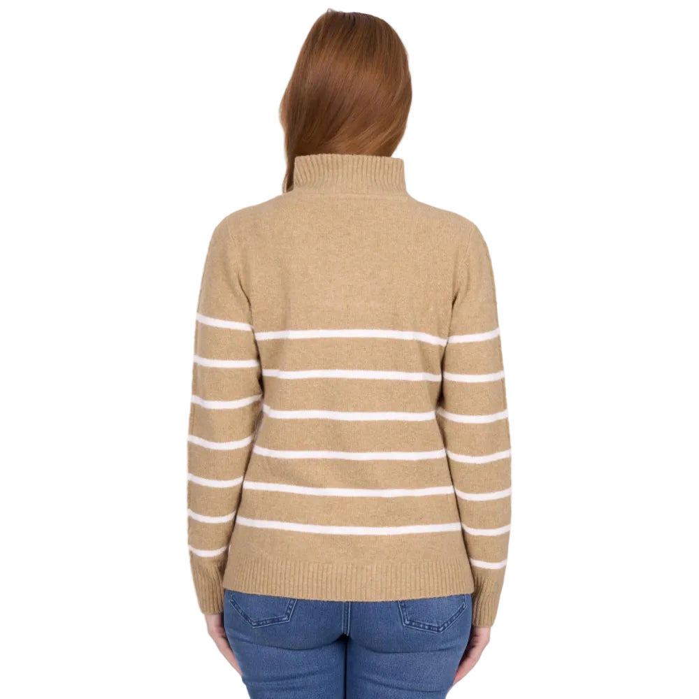 Thomas Cook Womens Jumper | Luna 1/4 Zip | Tan Marle