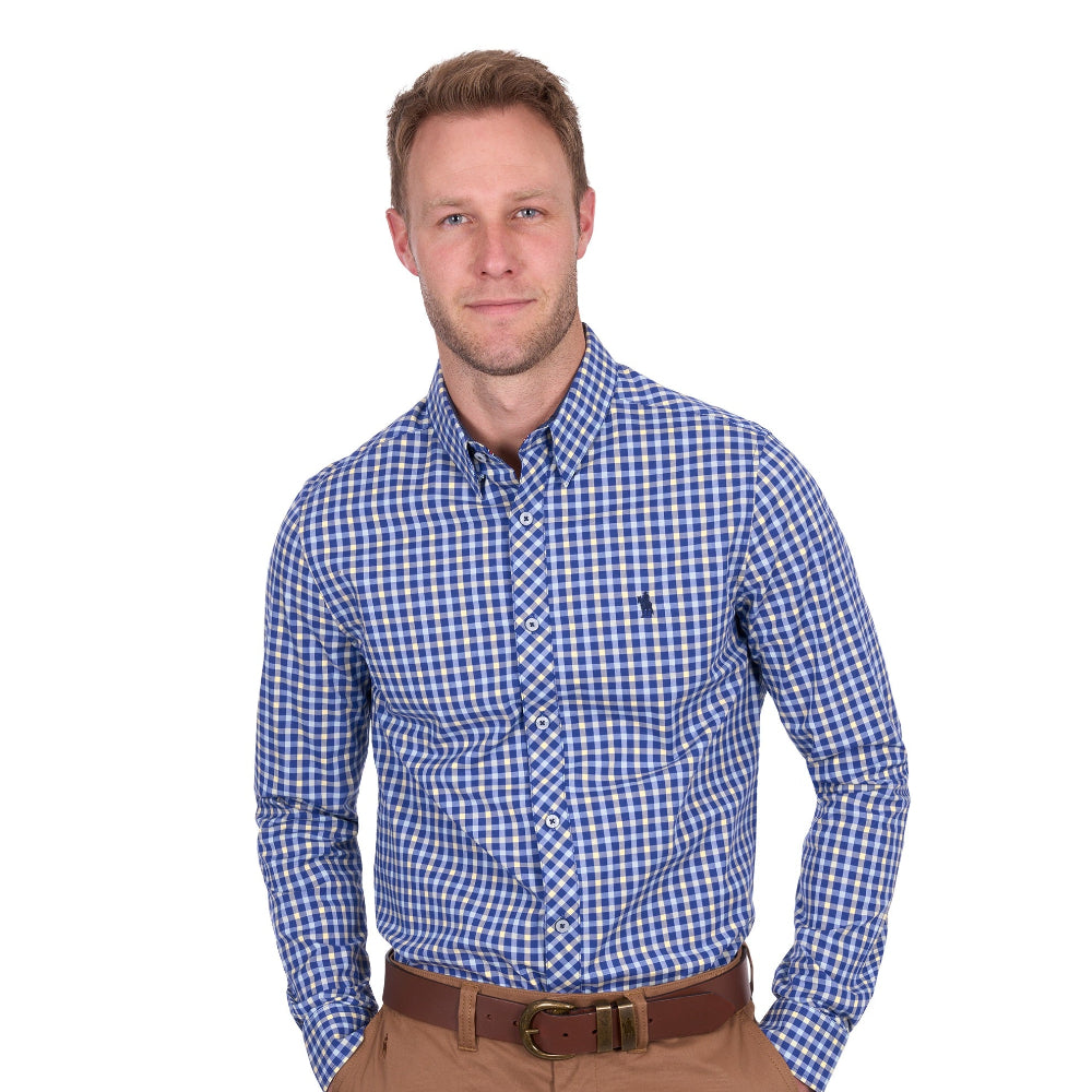 Thomas Cook Mens Tailored Shirt | James | Royal / Yellow