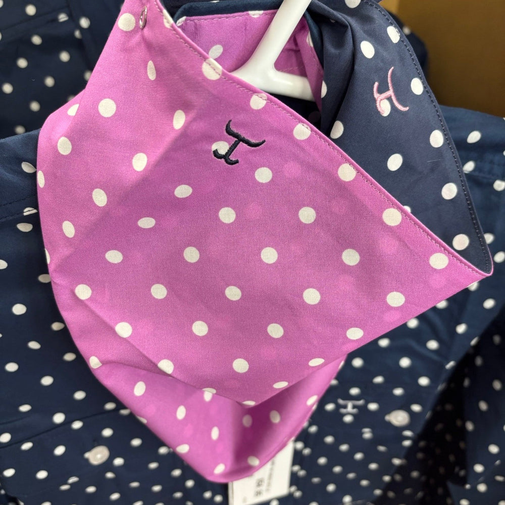Just Country Scarf | Carlee Double-sided | Orchid / Navy Mini Dot
