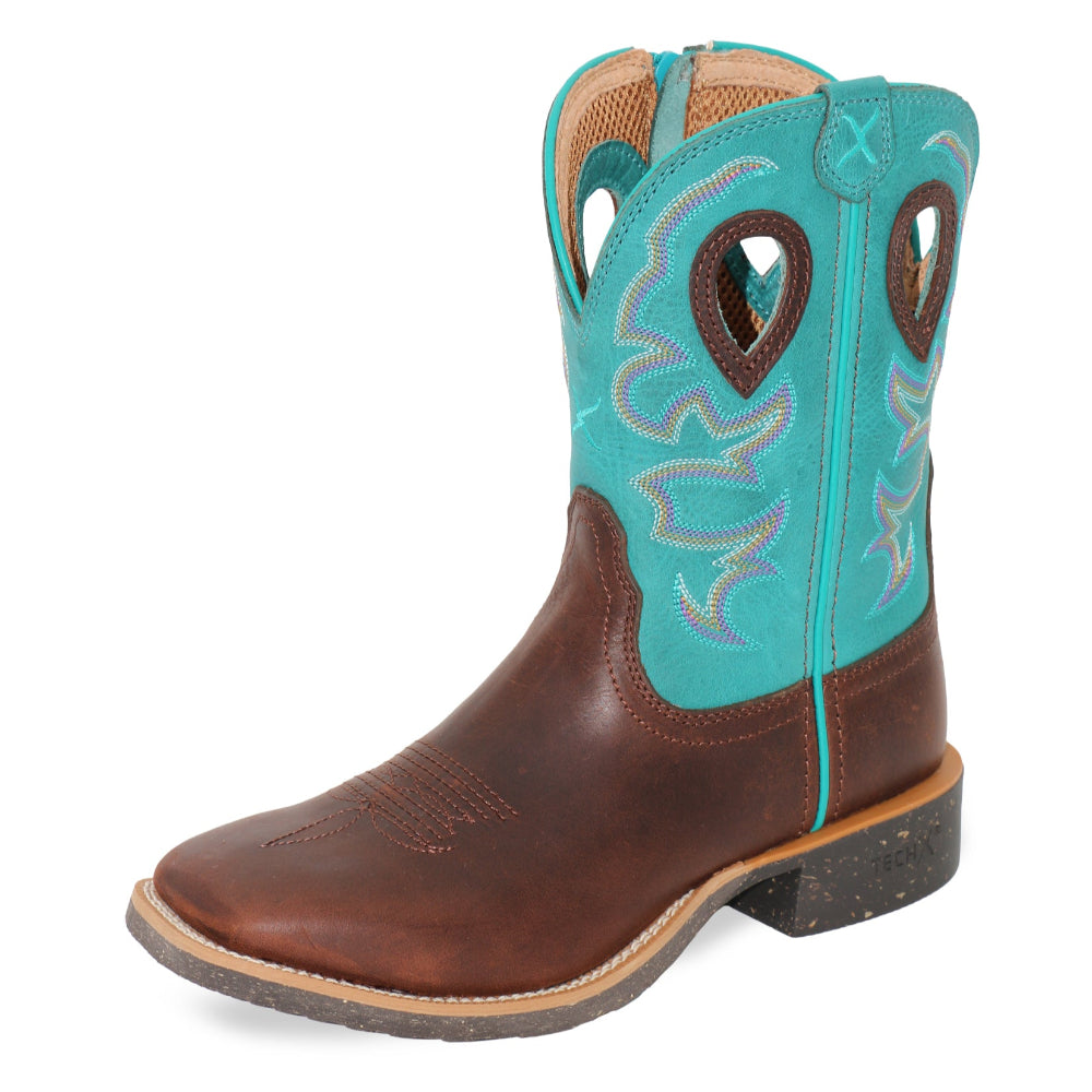 Twisted X Womens Boot | 9 Tech X 2 Zip | Chocolate Truffle / Ocean