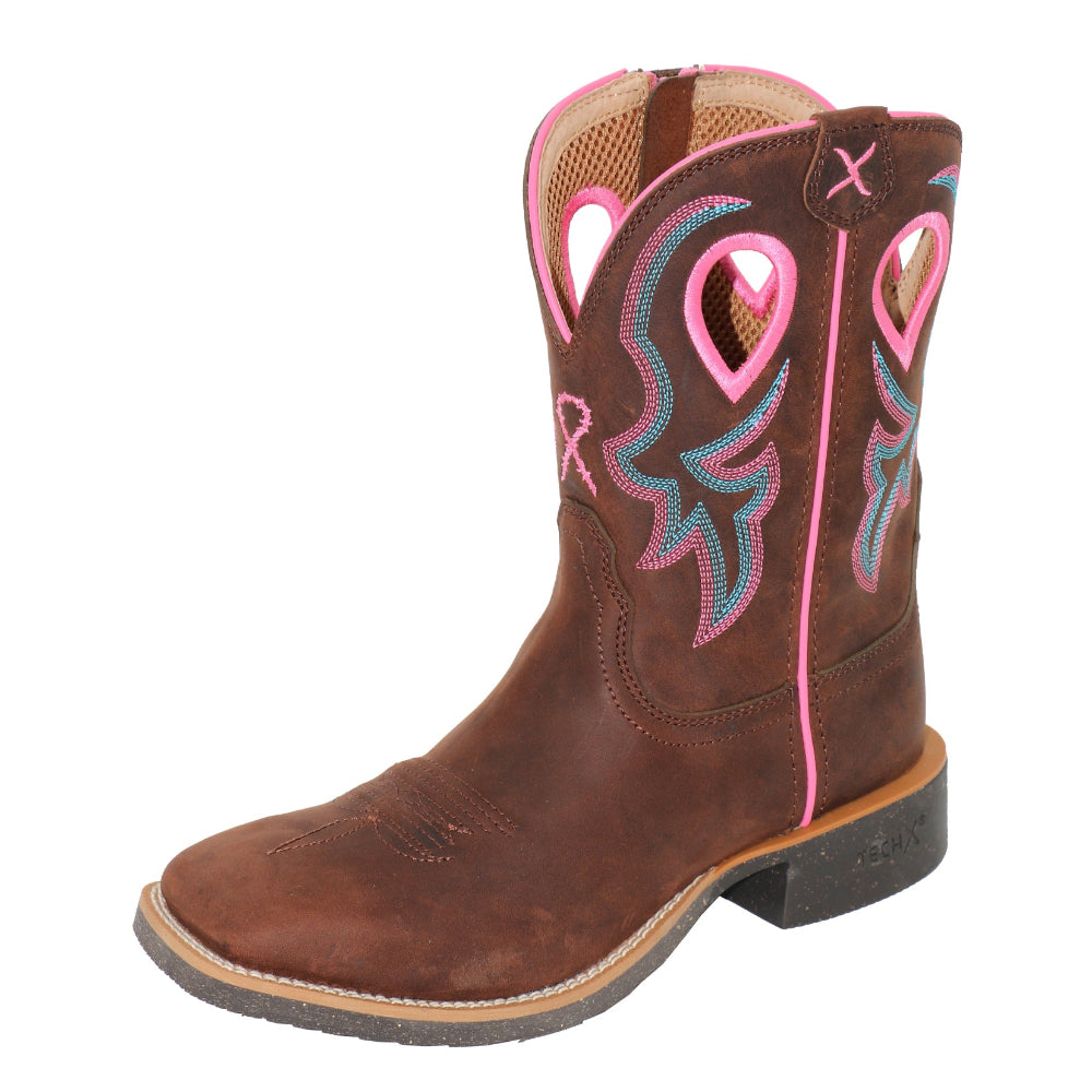 Twisted X Womens Boots | 9 Tech X2 Zip | Chocolate Truffle / Pink / Blue