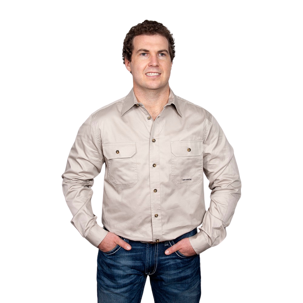 Just Country Mens Evan Shirt | Full Button | Stone