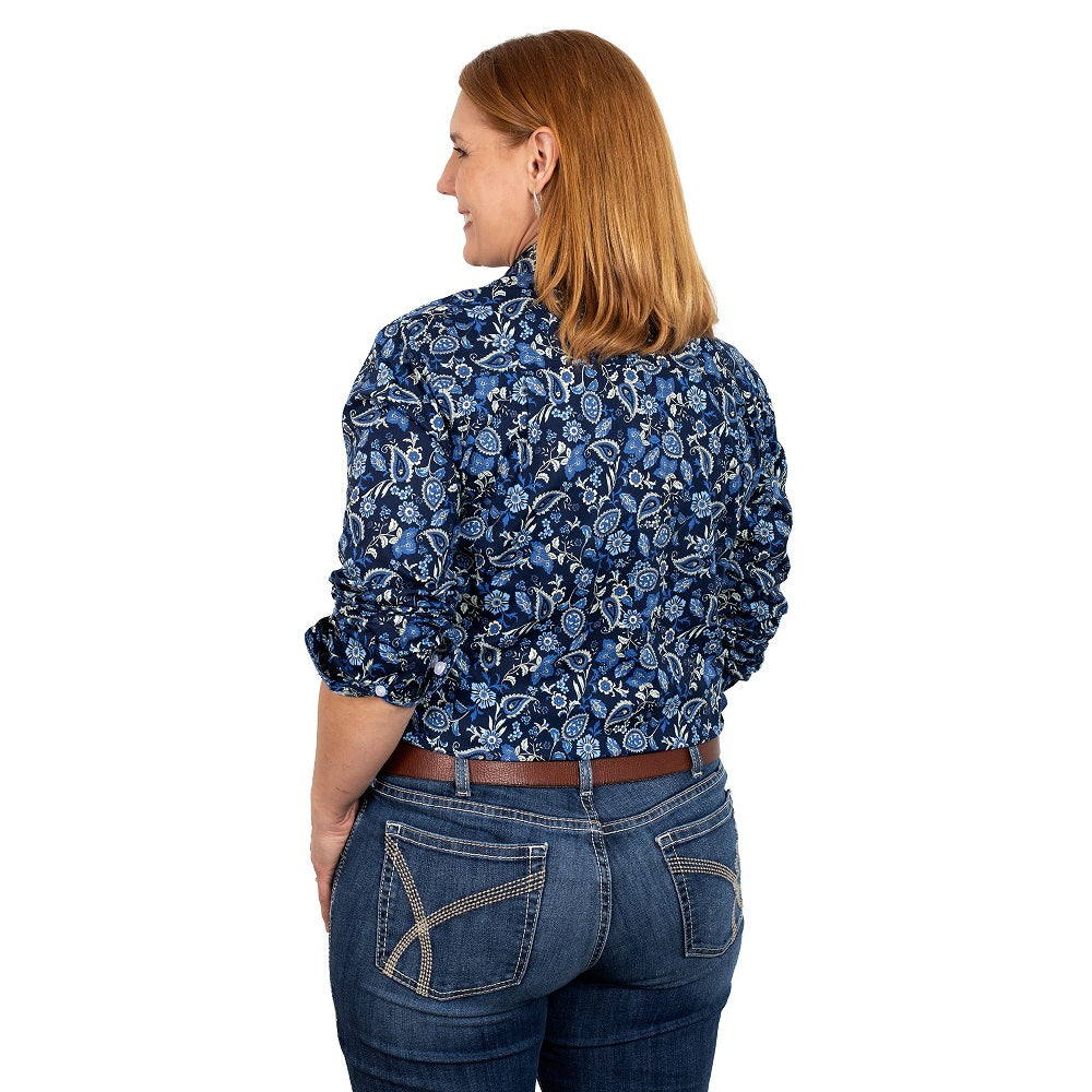Just Country Women's Workshirt, Abbey full Button, Navy Paisley