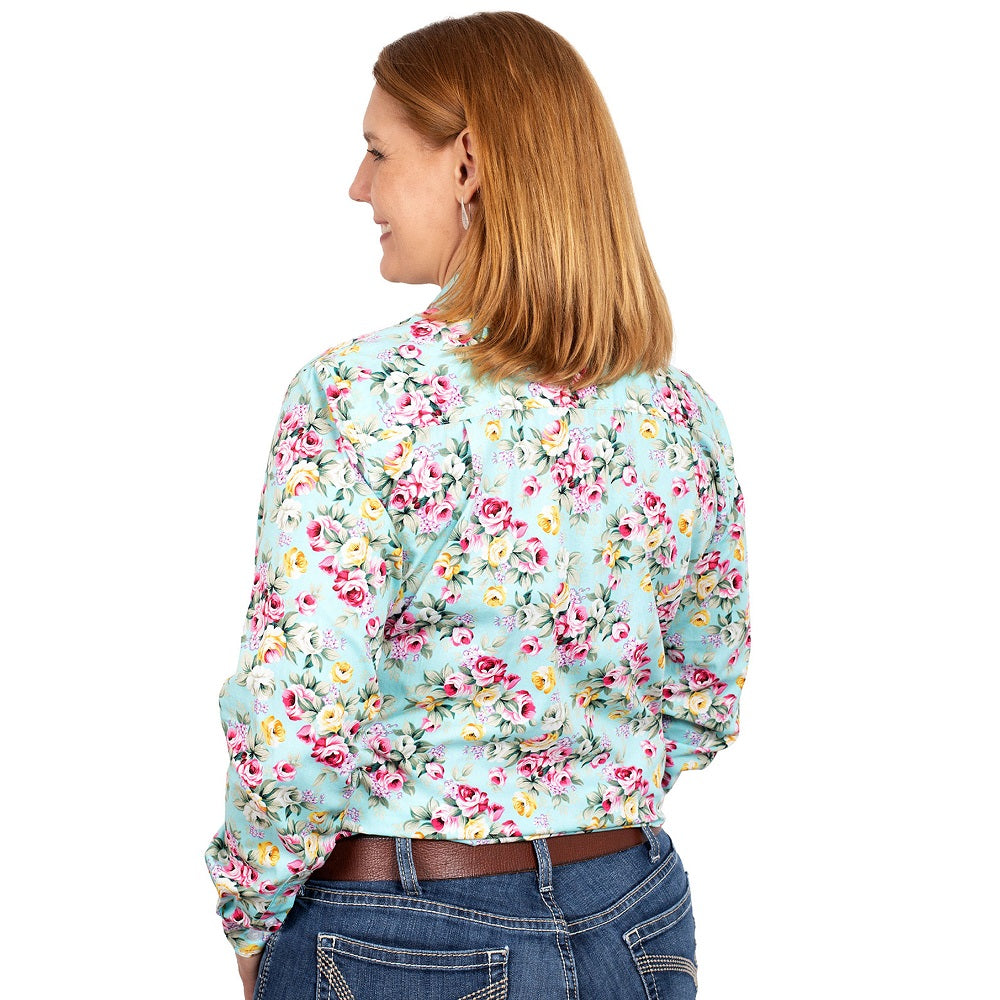 Just Country Womens Abbey Workshirt | Full Button | Mint Peonies