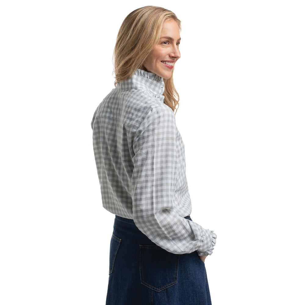 JUST COUNTRY WOMENS ABBEY WORKSHIRT | FRILLS | SAGE/WHITE