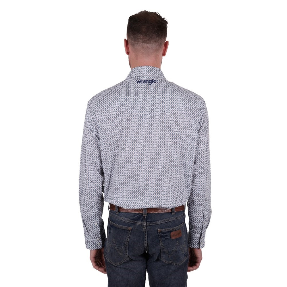 Wrangler Mens Shirt | Clinton | Logo | White / Blue