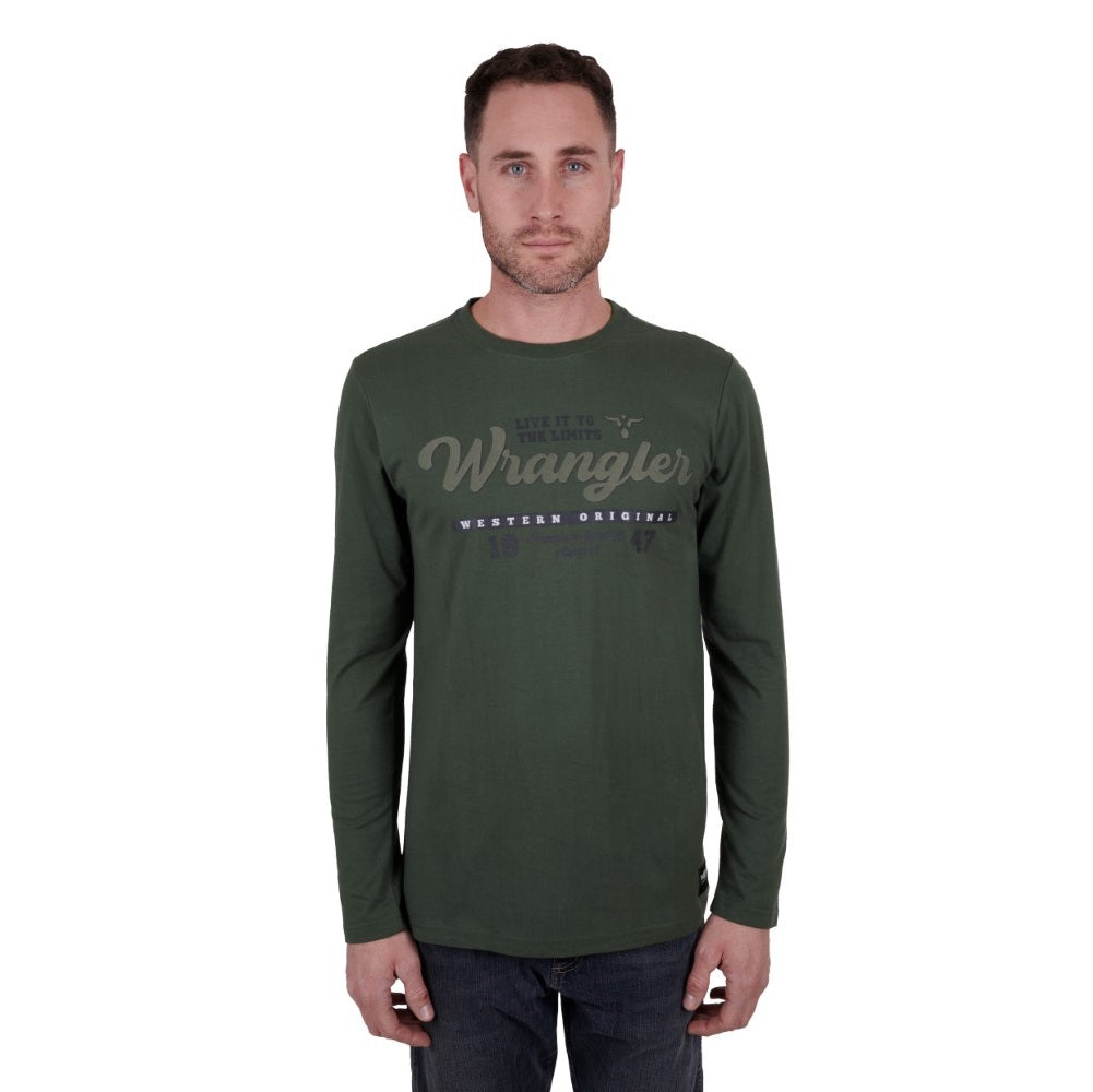 Wrangler Mens T-Shirt | Farrell | Long Sleeve | Cypress