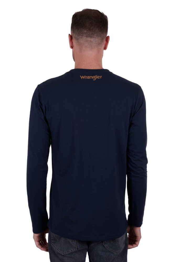 Wrangler Mens T-Shirt | Gallagher | Long Sleeve | Navy