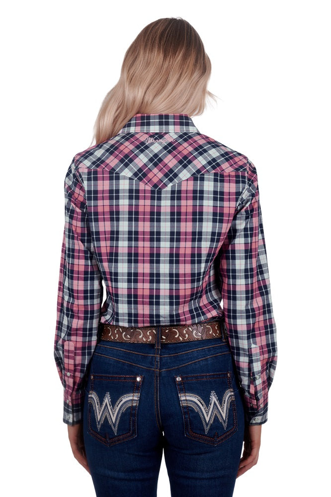 Wrangler Womens Western Shirt | Greta | Pink / Navy