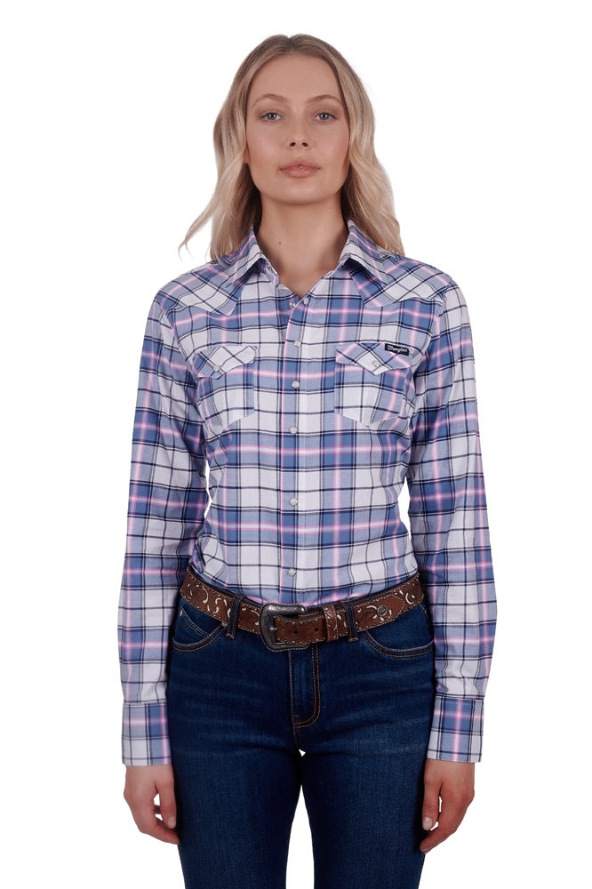 Wrangler Womens Western Shirt | Lucy | Blue / Pink