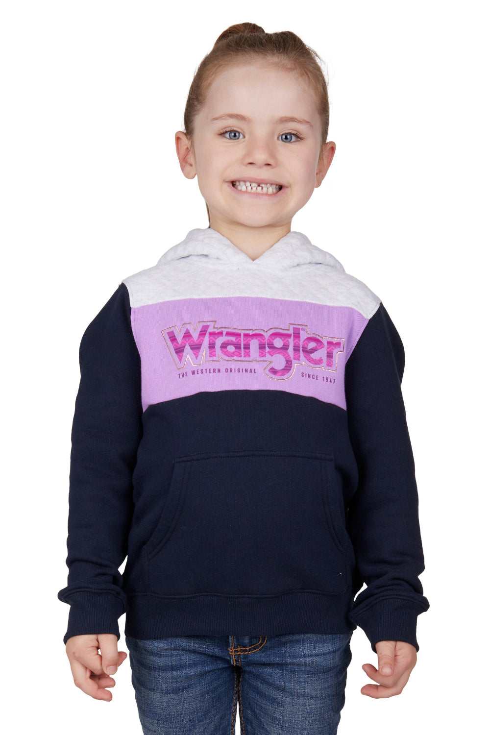 Wrangler Girls Pullover Hoodie | Salley | Navy / White Marle