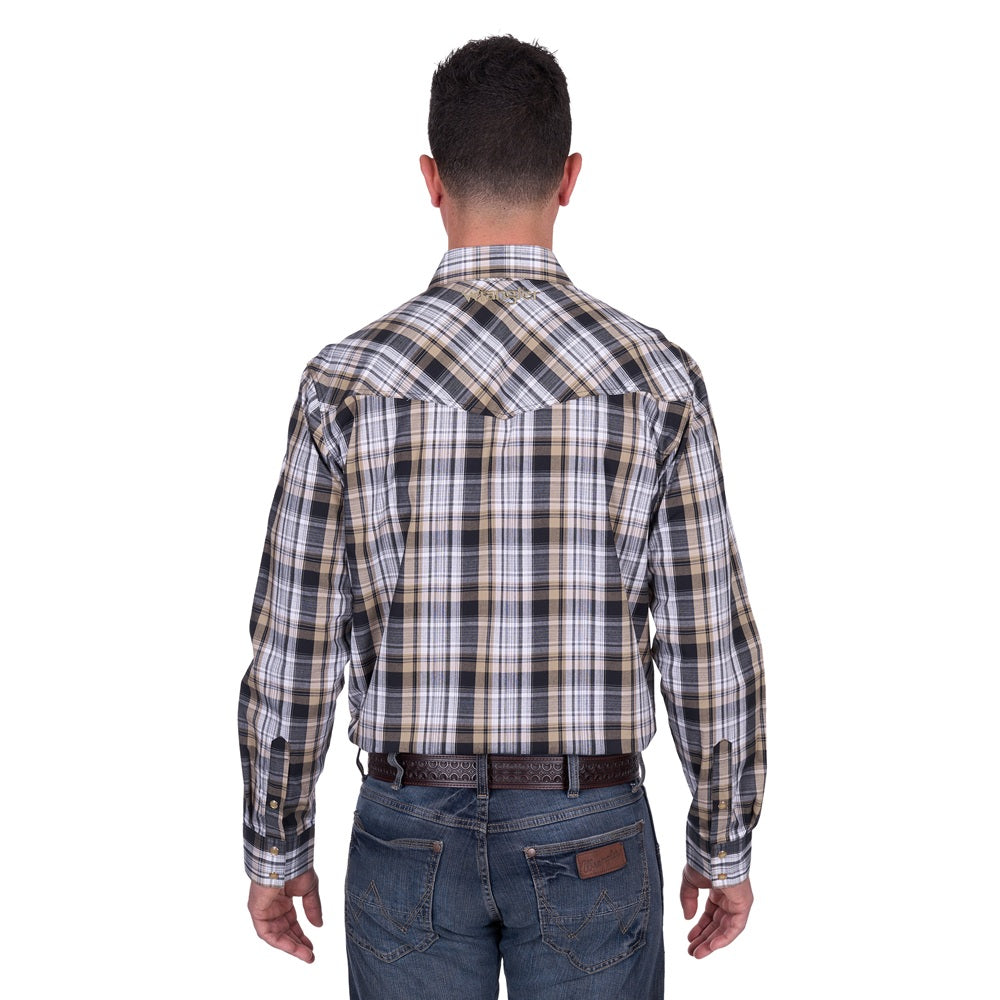 Wrangler Mens Logo Shirt | Joel | Black / Tan
