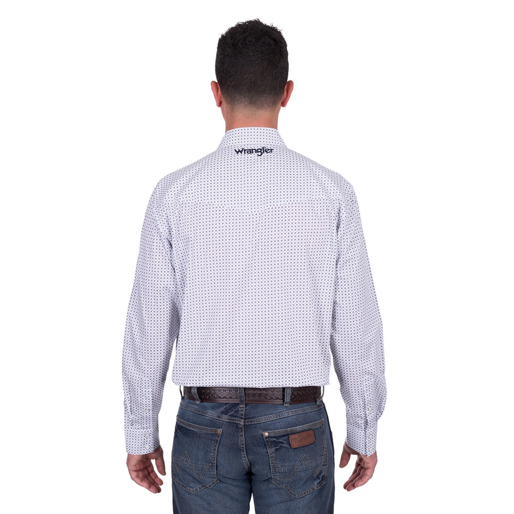 Wrangler Mens Logo Shirt | Brent | White / Navy
