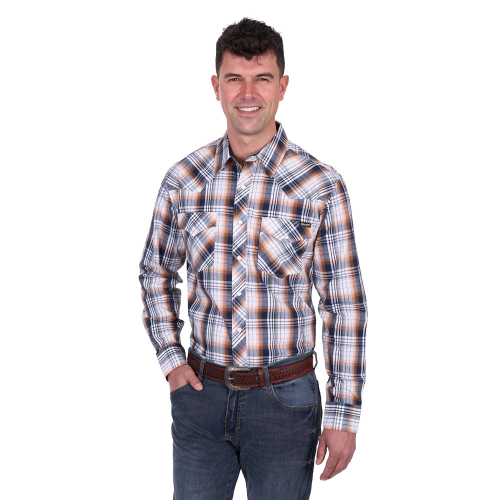 Wrangler Mens Shirt | Toby | Navy / Orange
