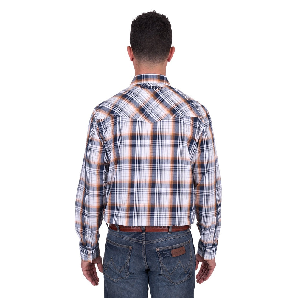 Wrangler Mens Shirt | Toby | Navy / Orange
