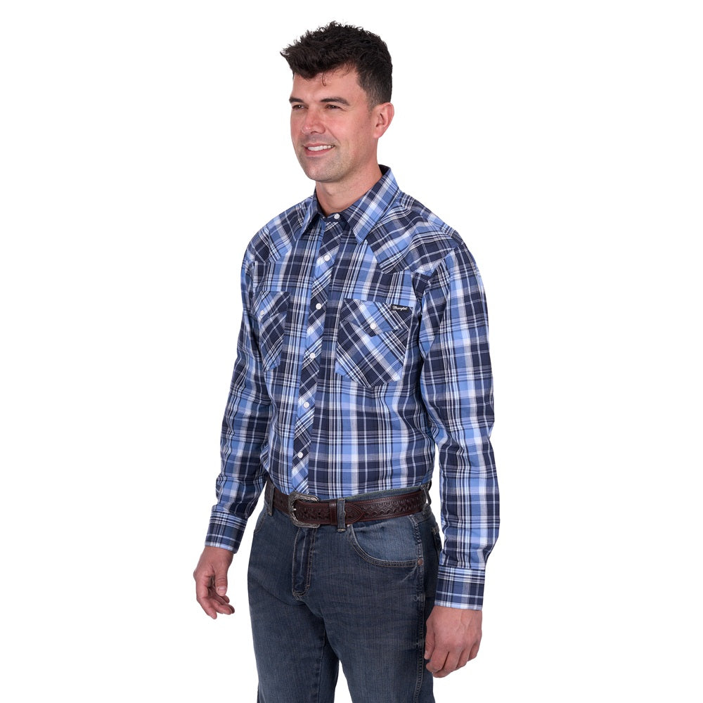 Wrangler Mens Shirt | Billy | Navy / Light Blue
