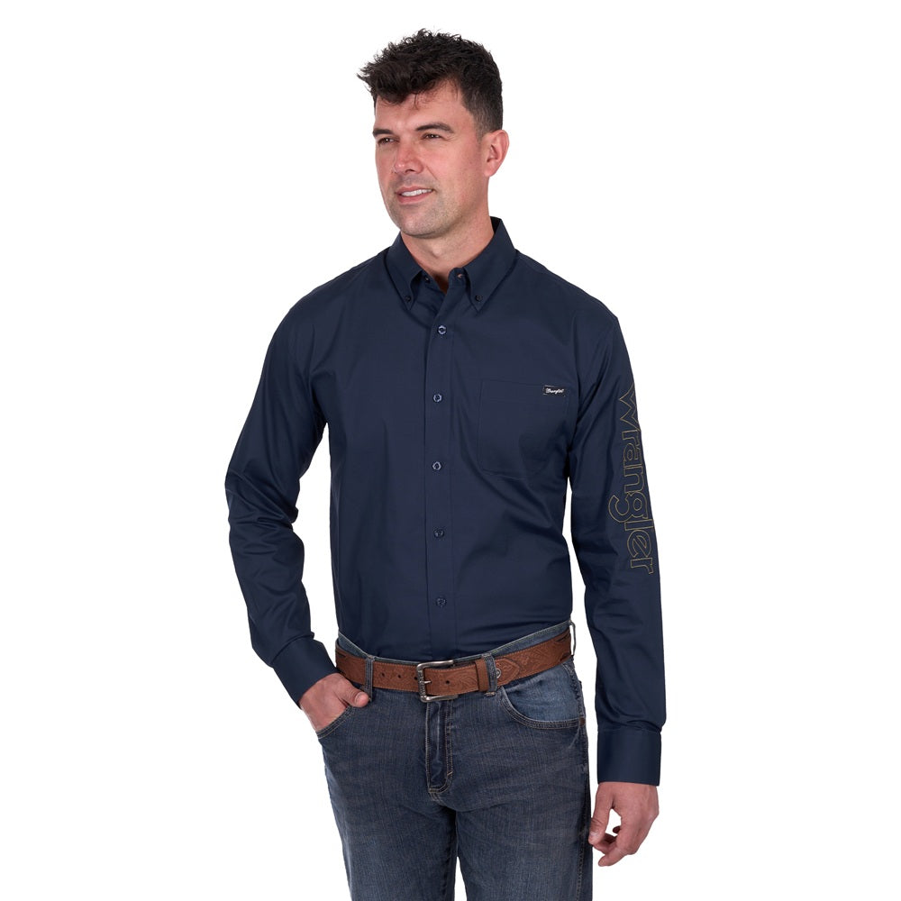 Wrangler Mens Logo Shirt | Brad | Navy
