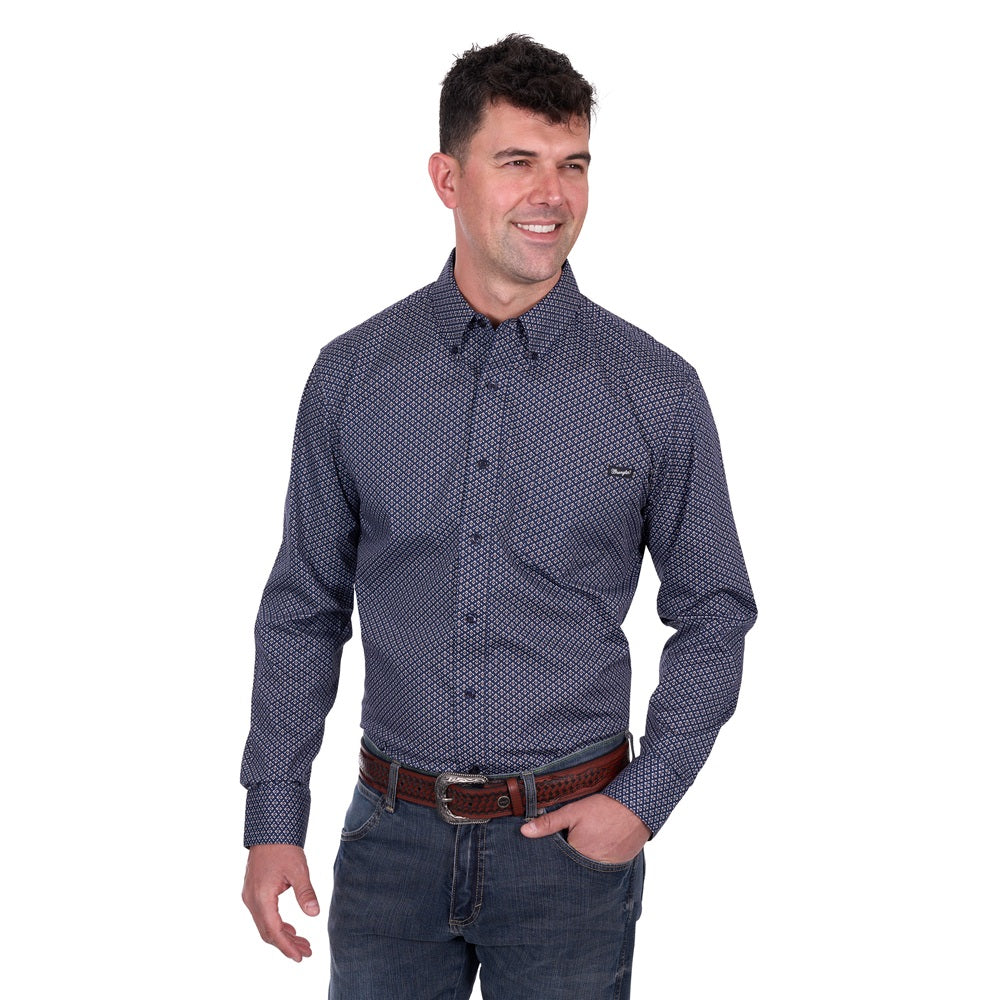 Wrangler Mens Shirt | Carl | Navy / Tan
