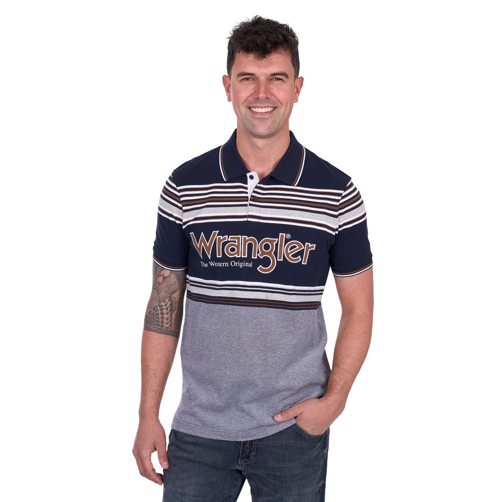 Wrangler Mens Polo | Victor | Navy / Tan
