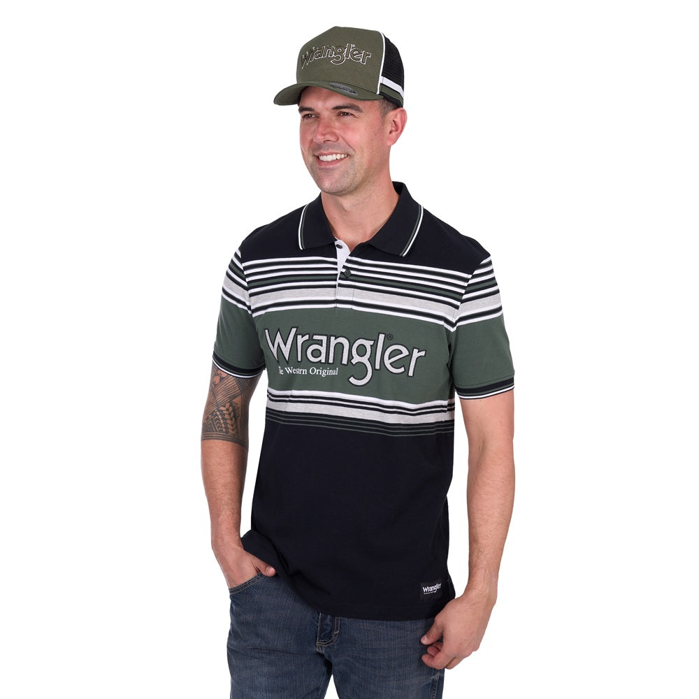 Wrangler Mens Polo | Chris | Black / Cypress
