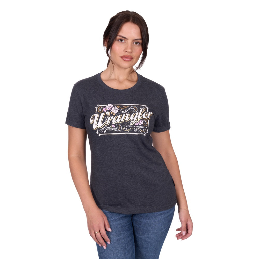 Wrangler Womens T-Shirt | Irene | Charcoal Marle
