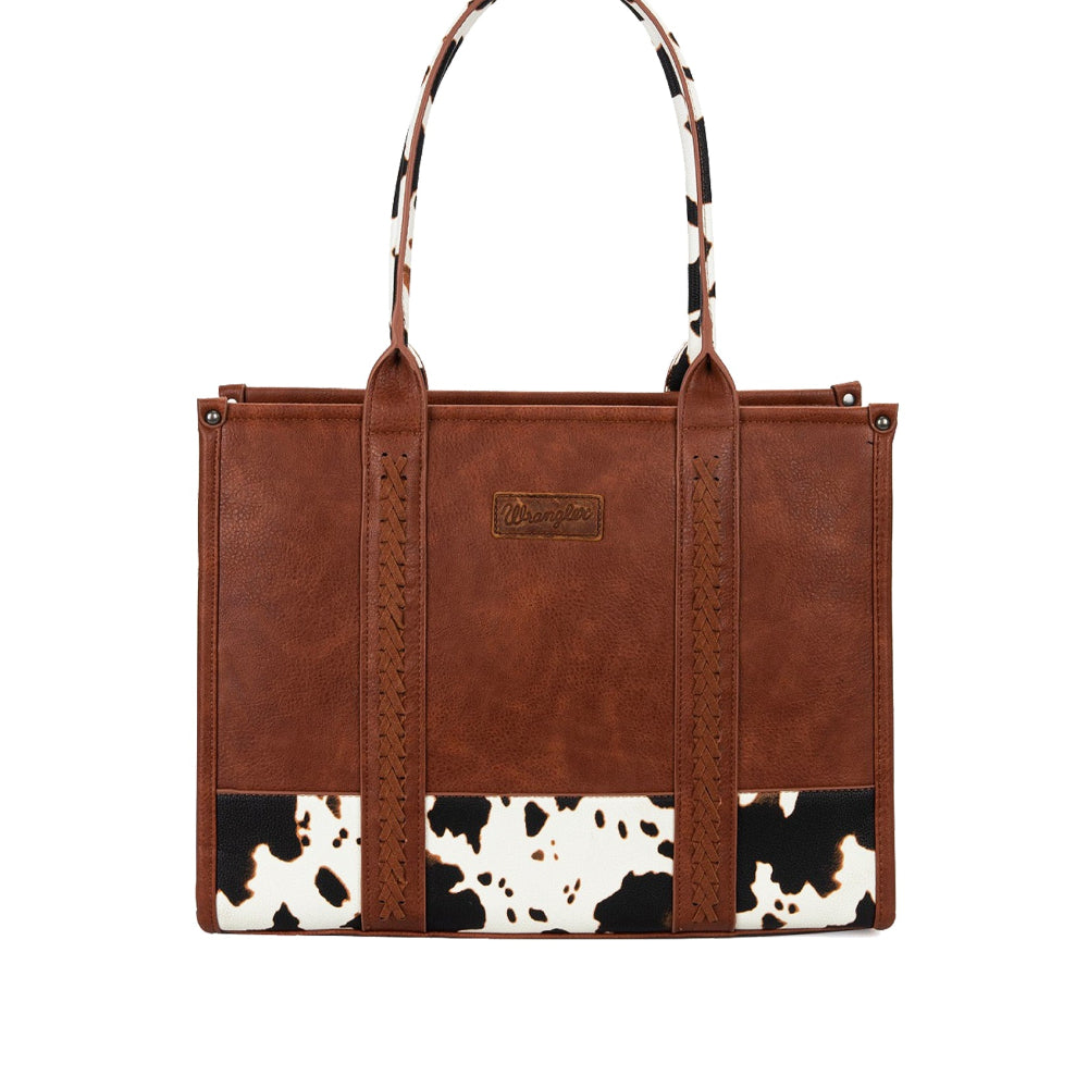 Wrangler Tote Bag | Cowprint | Dark Tan