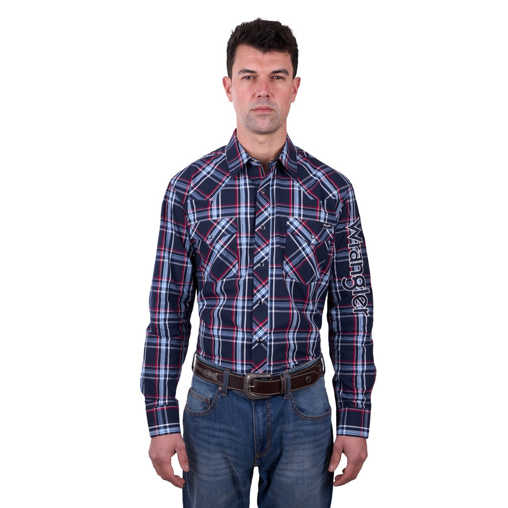 Wrangler Mens Logo Shirt | Hugo | Navy / Red