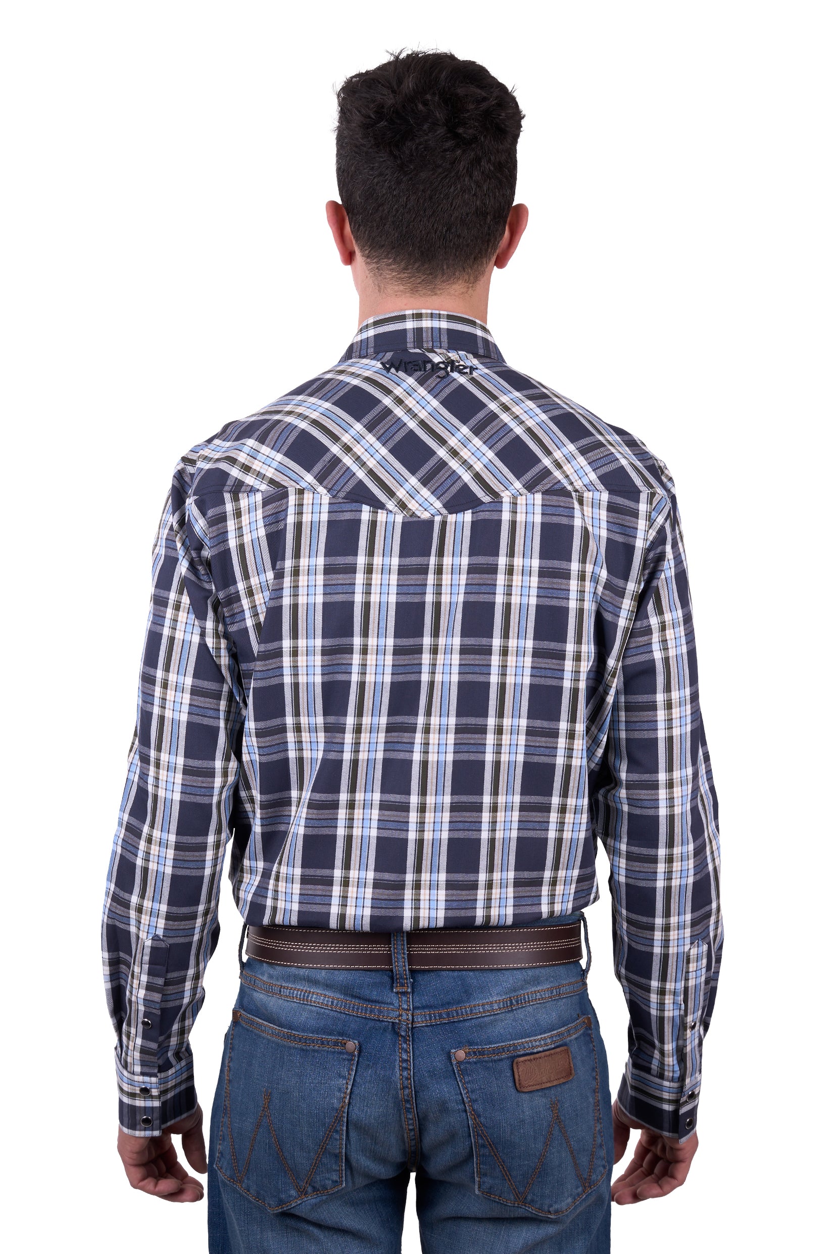 Wrangler Mens Logo Shirt | Finn | Charcoal / Blue