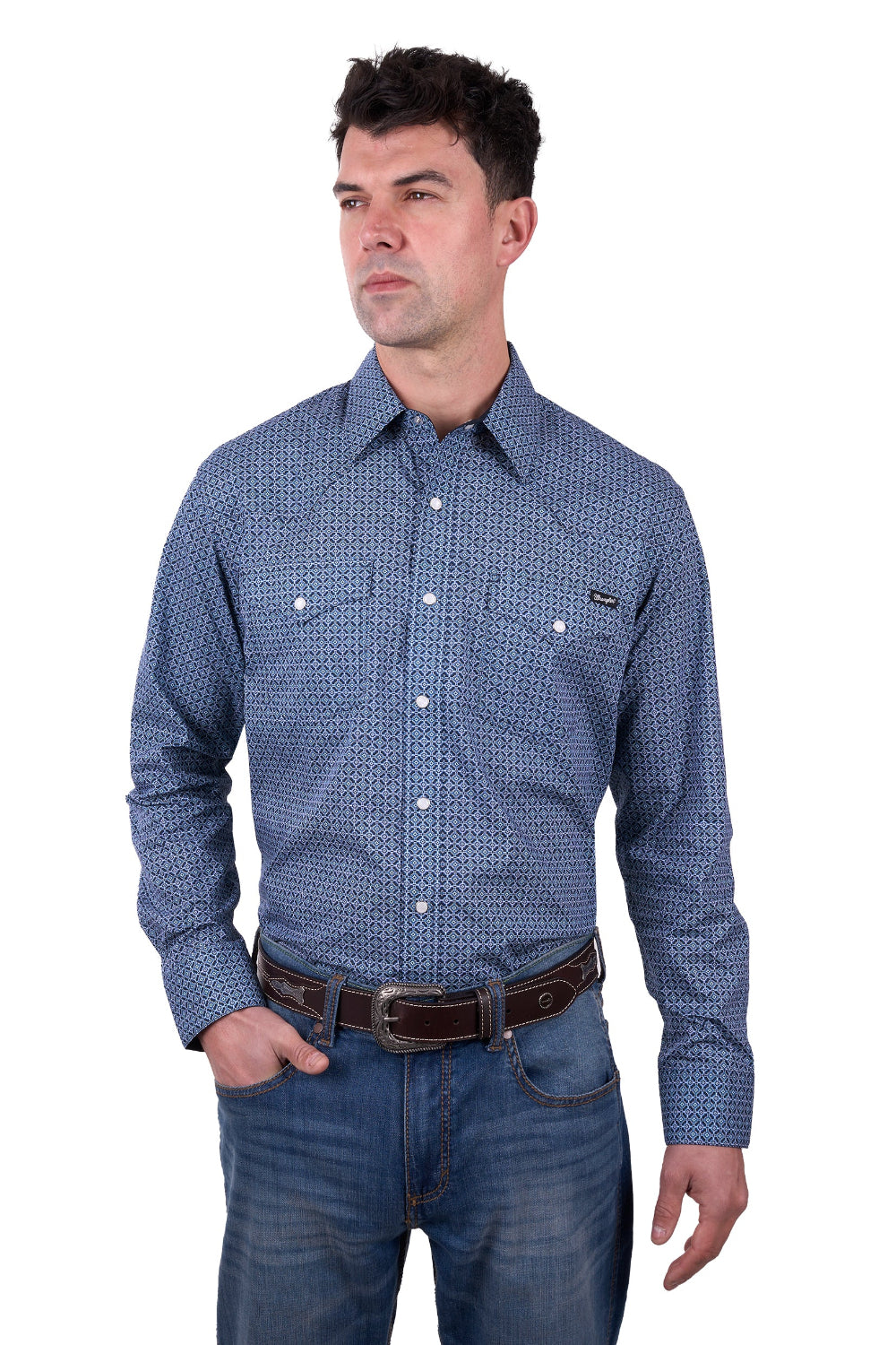 Wrangler Mens Shirt | Theo | Navy / Blue